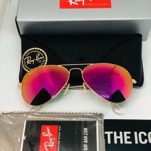 Ray-Ban 3025 gold frame Pink flash lens